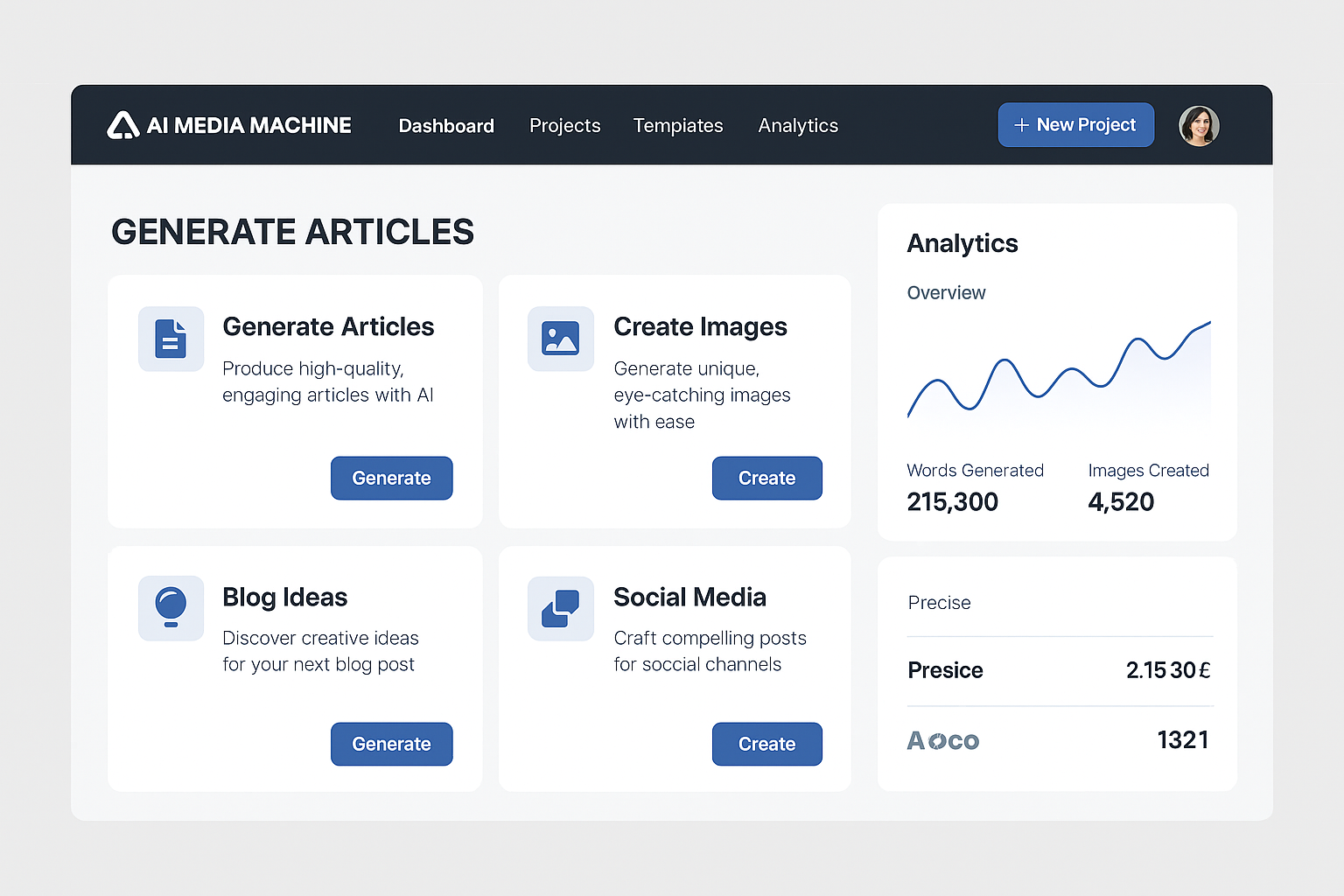 Product interface mockup